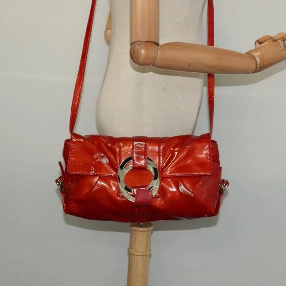 BVLGARI Shoulder Bag Enamel Red Gold Auth 124694 - Picture 3 of 16